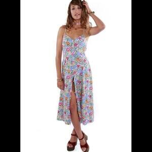 90s Vintage Floral Sun Dress with sweetheart neckline